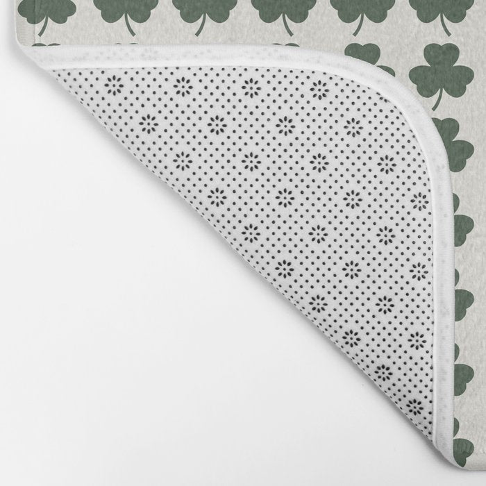 Clovers XXXVIII Dark Green Botanical Pattern Bath Mat Gallery Image 2