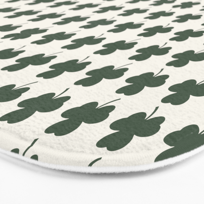 Clovers XXXVIII Dark Green Botanical Pattern Bath Mat Gallery Image 3