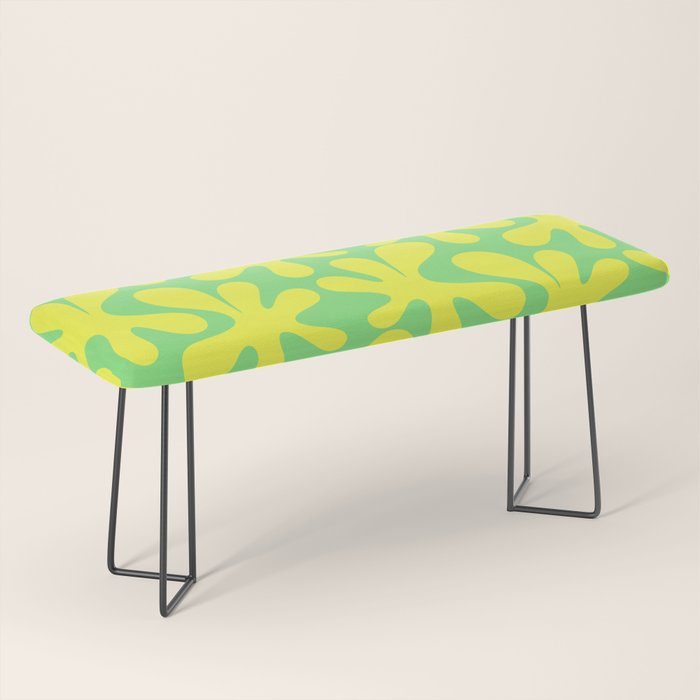Neon Yellow and Lime Green Amoeba Dance Vivid Retro Modern Pattern Bench Gallery Image 1