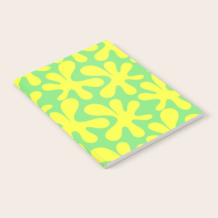 Neon Yellow and Lime Green Amoeba Dance Vivid Retro Modern Pattern Notebook Gallery Image 1