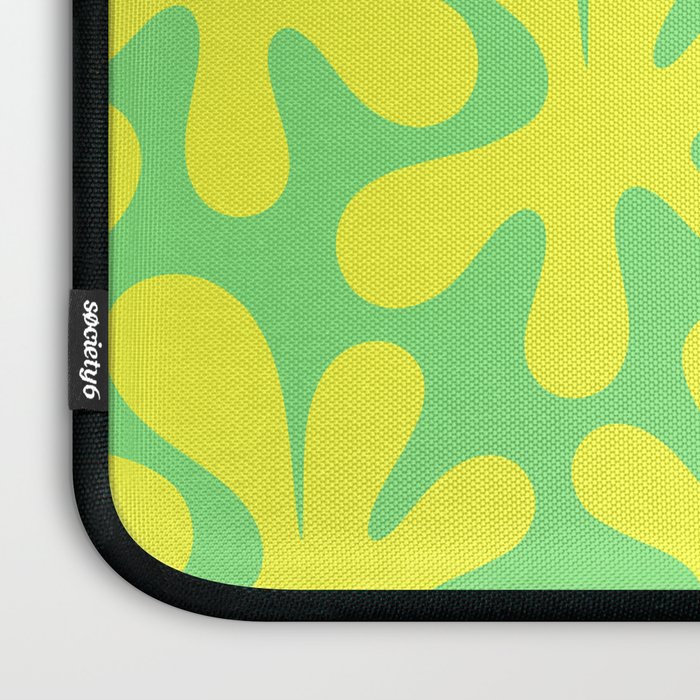 Neon Yellow and Lime Green Amoeba Dance Vivid Retro Modern Pattern Laptop Sleeve Gallery Image 3