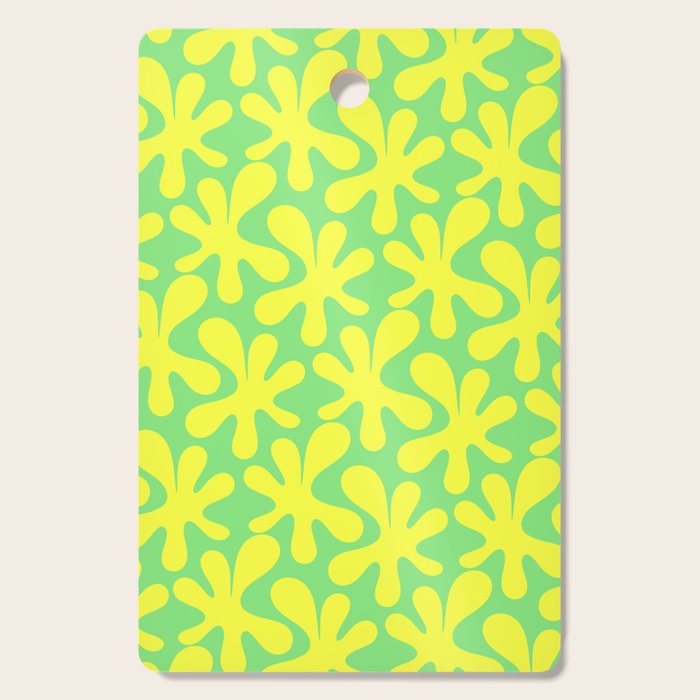 Neon Yellow and Lime Green Amoeba Dance Vivid Retro Modern Pattern Cutting Board Gallery Image 1
