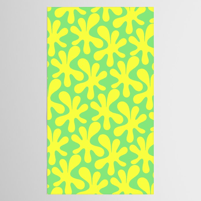 Neon Yellow and Lime Green Amoeba Dance Vivid Retro Modern Pattern Tablecloth Gallery Image 2