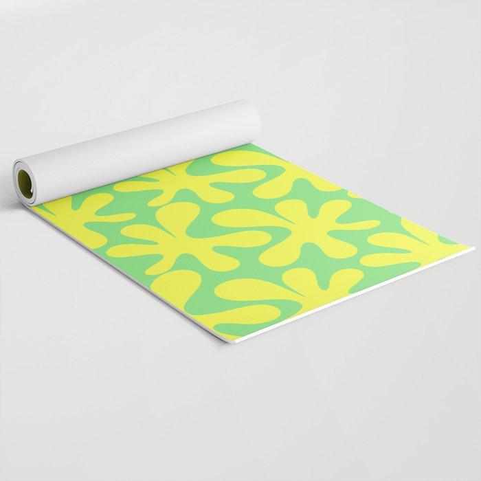 Neon Yellow and Lime Green Amoeba Dance Vivid Retro Modern Pattern Yoga Mat Gallery Image 2