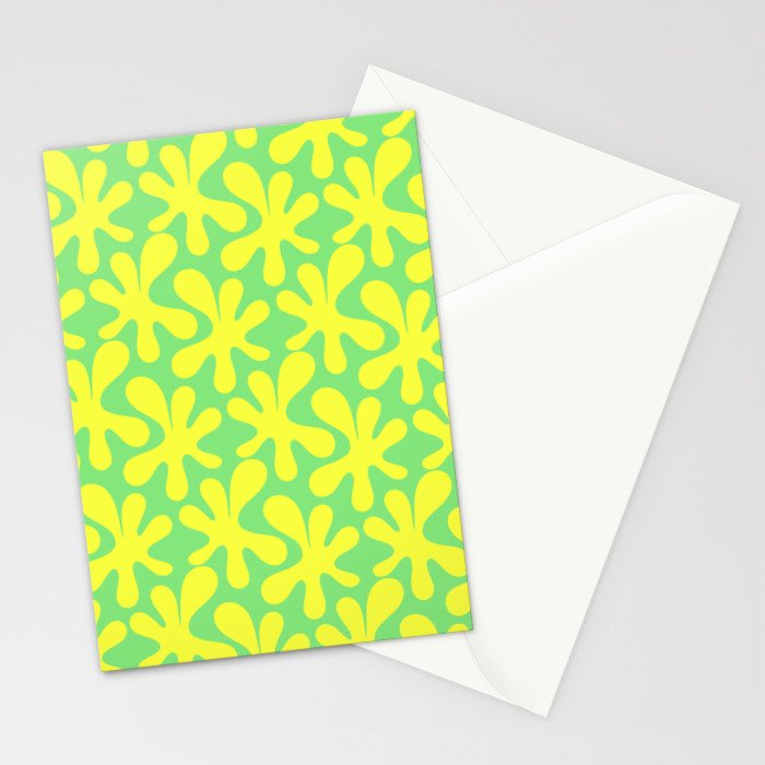 Neon Yellow and Lime Green Amoeba Dance Vivid Retro Modern Pattern Stationery Card Gallery Image 2