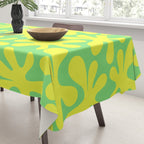 Neon Yellow and Lime Green Amoeba Dance Vivid Retro Modern Pattern Tablecloth Gallery Image 3