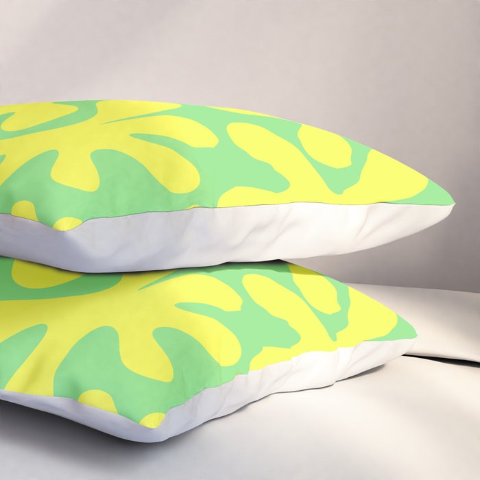 Neon Yellow and Lime Green Amoeba Dance Vivid Retro Modern Pattern Pillow Sham Gallery Image 3