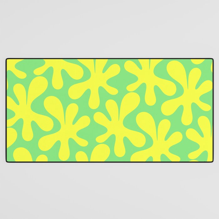 Neon Yellow and Lime Green Amoeba Dance Vivid Retro Modern Pattern Desk Mat Gallery Image 3