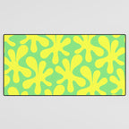 Neon Yellow and Lime Green Amoeba Dance Vivid Retro Modern Pattern Desk Mat Gallery Image 3