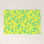 Neon Yellow and Lime Green Amoeba Dance Vivid Retro Modern Pattern Welcome Mat Gallery Image 1