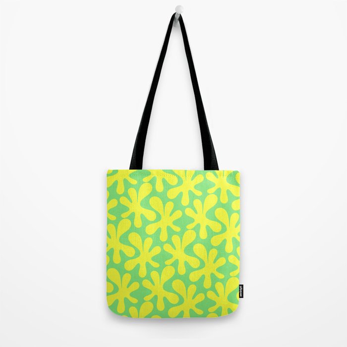 Neon Yellow and Lime Green Amoeba Dance Vivid Retro Modern Pattern Tote Bag Gallery Image 2