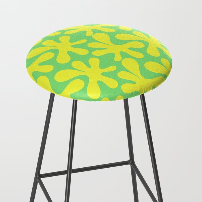 Neon Yellow and Lime Green Amoeba Dance Vivid Retro Modern Pattern Stool Gallery Image 2