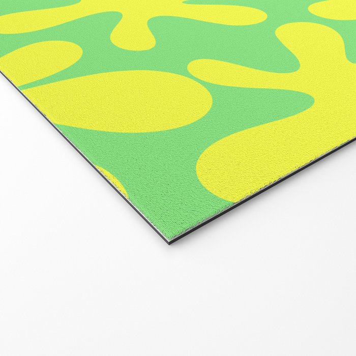 Neon Yellow and Lime Green Amoeba Dance Vivid Retro Modern Pattern Welcome Mat Gallery Image 2