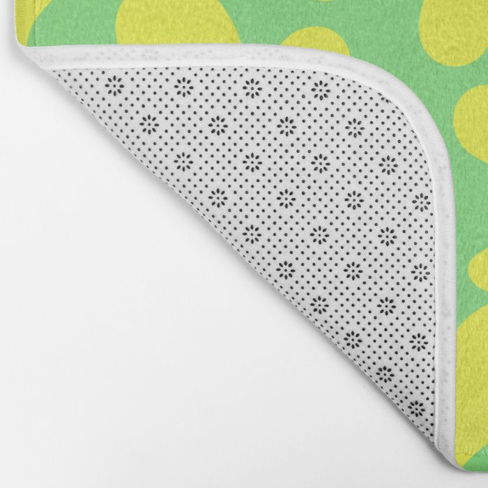Neon Yellow and Lime Green Amoeba Dance Vivid Retro Modern Pattern Bath Mat Gallery Image 2