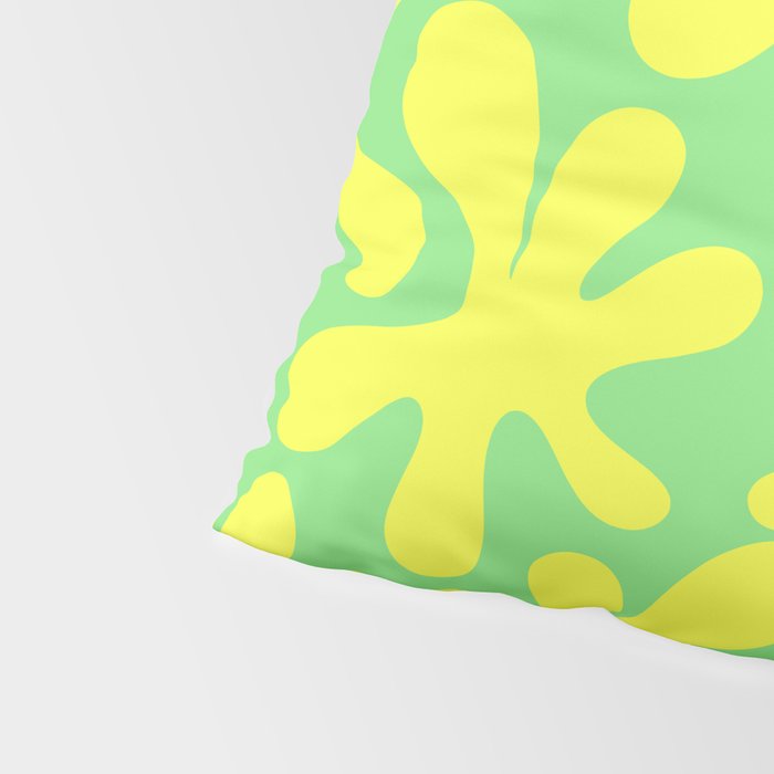 Neon Yellow and Lime Green Amoeba Dance Vivid Retro Modern Pattern Pillow Sham Gallery Image 4