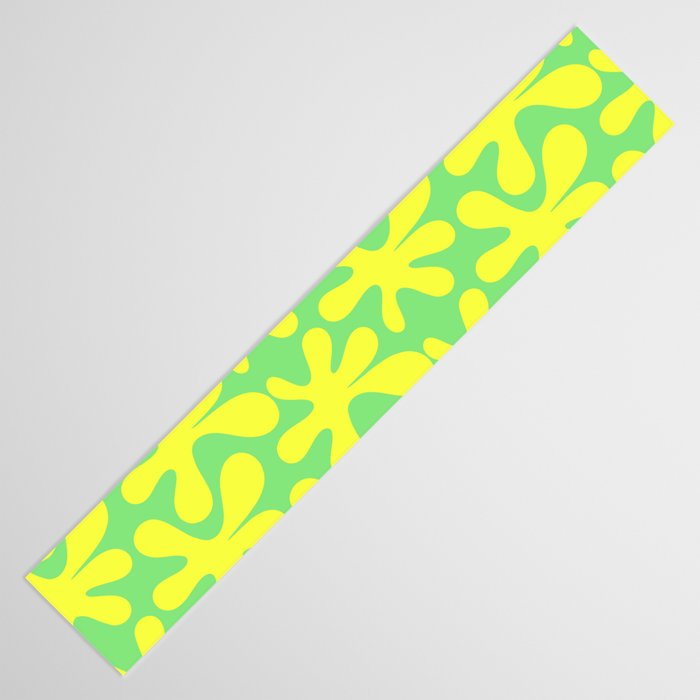 Neon Yellow and Lime Green Amoeba Dance Vivid Retro Modern Pattern Table Runner Gallery Image 3
