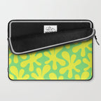 Neon Yellow and Lime Green Amoeba Dance Vivid Retro Modern Pattern Laptop Sleeve Gallery Image 2