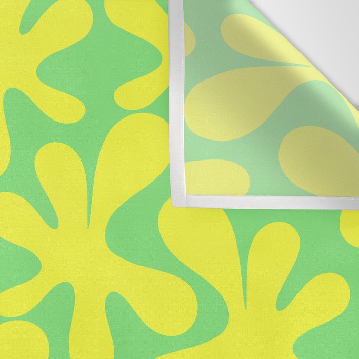 Neon Yellow and Lime Green Amoeba Dance Vivid Retro Modern Pattern Wall Tapestry Gallery Image 3
