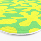 Neon Yellow and Lime Green Amoeba Dance Vivid Retro Modern Pattern Bath Mat Gallery Image 3