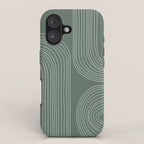 Hand drawn Geometric Lines in Forest Green 3 iPhone Case Gallery Image 1