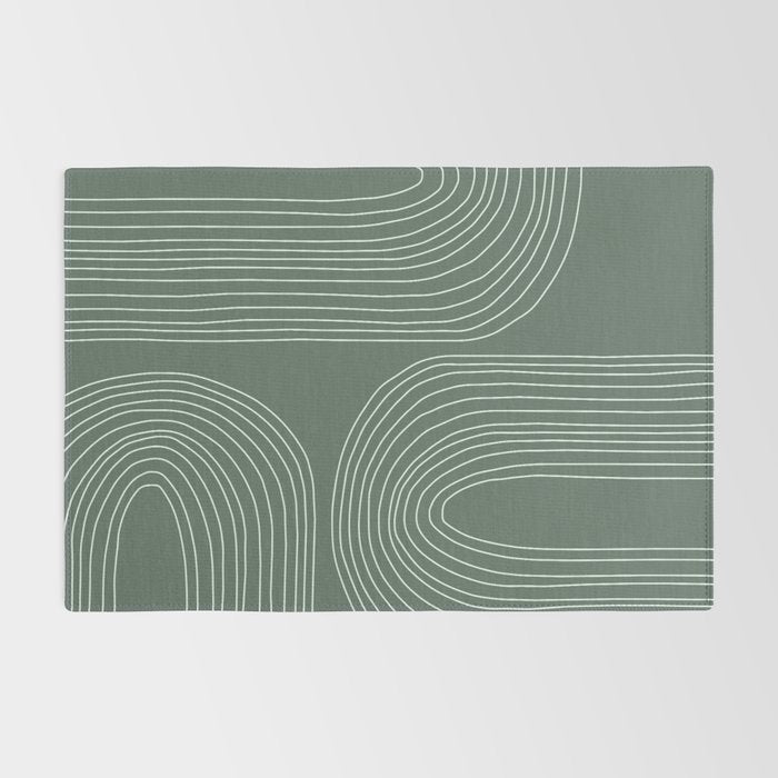 Hand drawn Geometric Lines in Forest Green 3 Rug Gallery Image 2