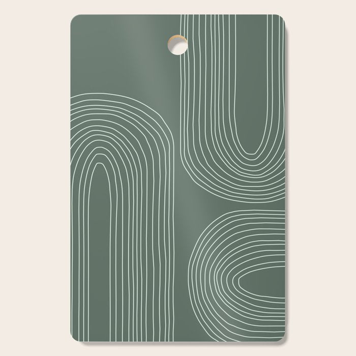 Hand drawn Geometric Lines in Forest Green 3 Cutting Board Gallery Image 1