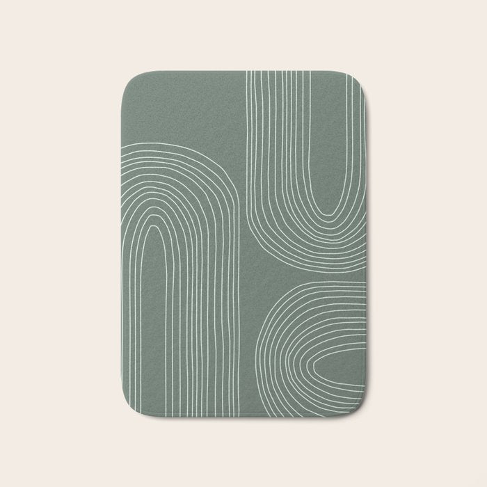 Hand drawn Geometric Lines in Forest Green 3 Bath Mat Gallery Image 1