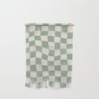 Sage Green Wavy Checkered Pattern Wall Hanging Gallery Image 1