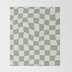 Sage Green Wavy Checkered Pattern Throw Blanket Gallery Image 2