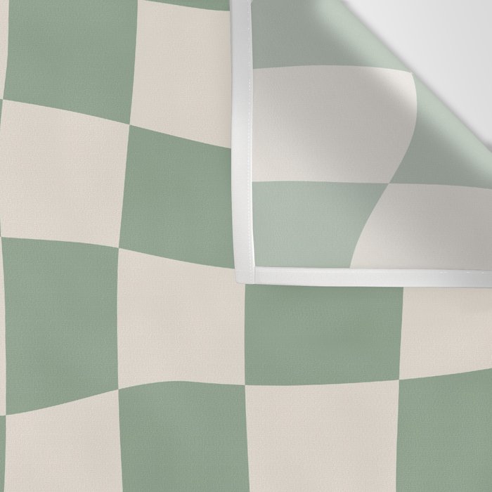 Sage Green Wavy Checkered Pattern Wall Tapestry Gallery Image 3