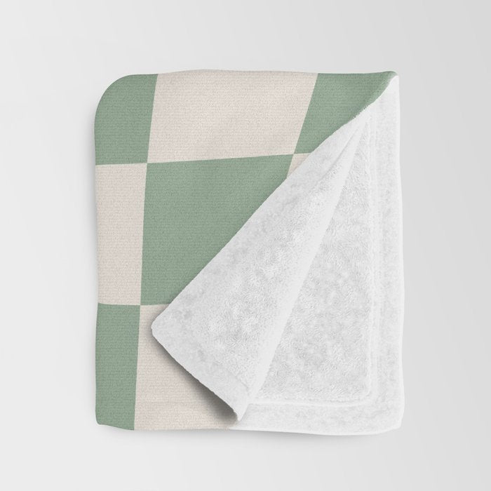 Sage Green Wavy Checkered Pattern Throw Blanket Gallery Image 3