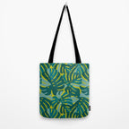 Monstera Leaves in Teal Tote Bag Gallery Image 2