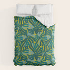 Monstera Leaves in Teal Duvet Cover Gallery Image 6