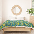 Monstera Leaves in Teal Duvet Cover Gallery Image 3