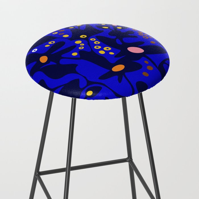 Blue home jungle: Organic shapes and flowers Stool Gallery Image 2