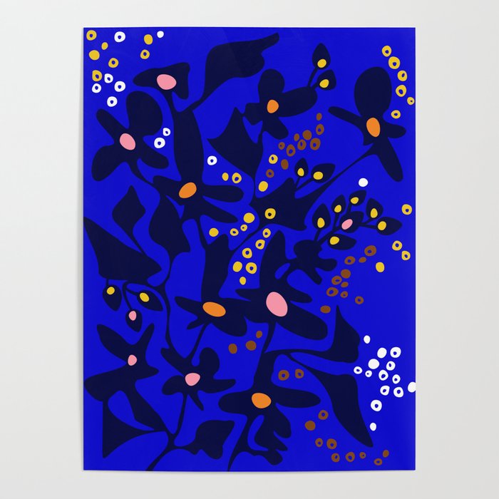 Blue home jungle: Organic shapes and flowers Poster Gallery Image 1