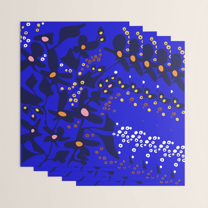 Blue home jungle: Organic shapes and flowers Wrapping Paper Gallery Image 3
