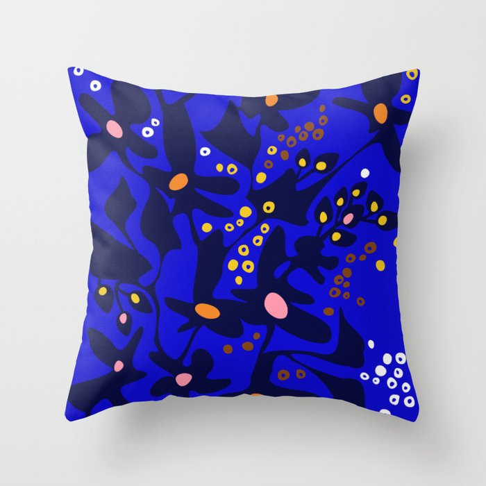 Blue home jungle: Organic shapes and flowers Throw Pillow Gallery Image 1