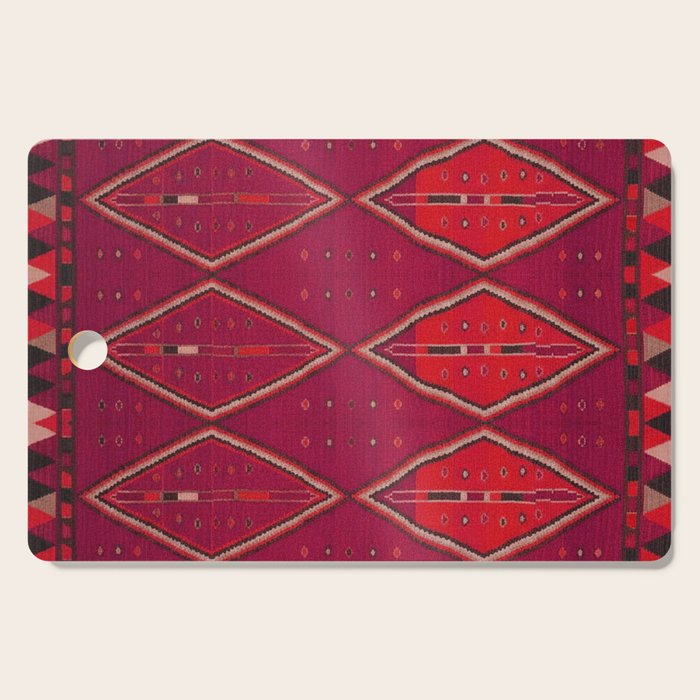 The Crimson Symmetry Handwoven Tribal Kilim Art Cutting Board Gallery Image 1