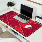 The Crimson Symmetry Handwoven Tribal Kilim Art Desk Mat Gallery Image 2