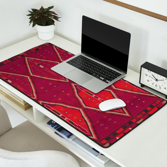 The Crimson Symmetry Handwoven Tribal Kilim Art Desk Mat Gallery Image 2