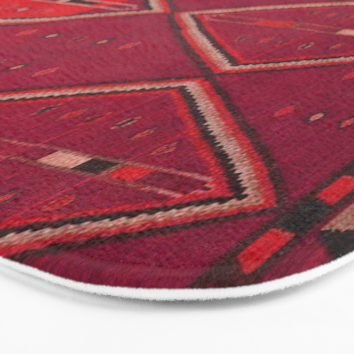 The Crimson Symmetry Handwoven Tribal Kilim Art Bath Mat Gallery Image 3