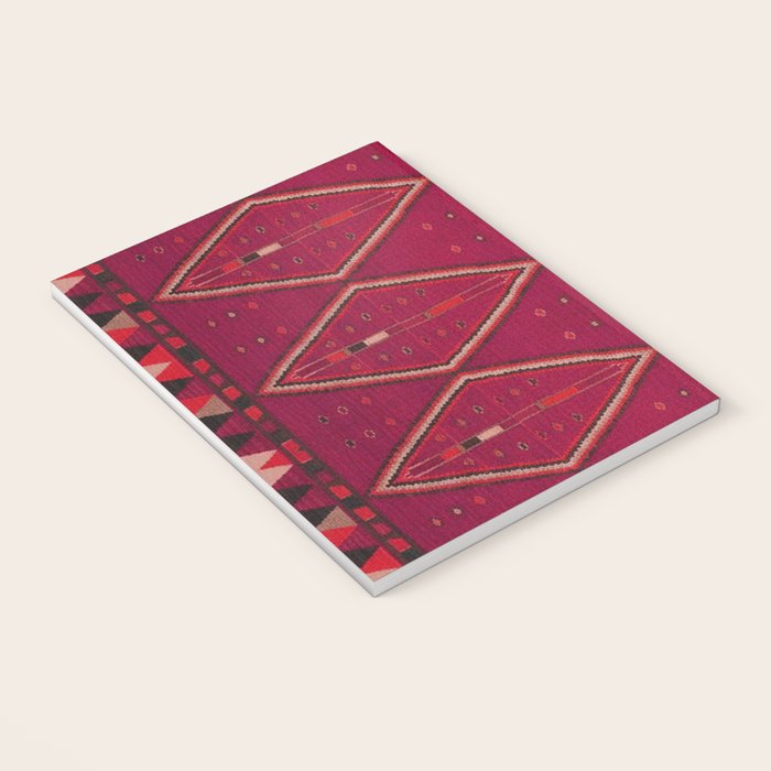 The Crimson Symmetry Handwoven Tribal Kilim Art Notebook Gallery Image 3