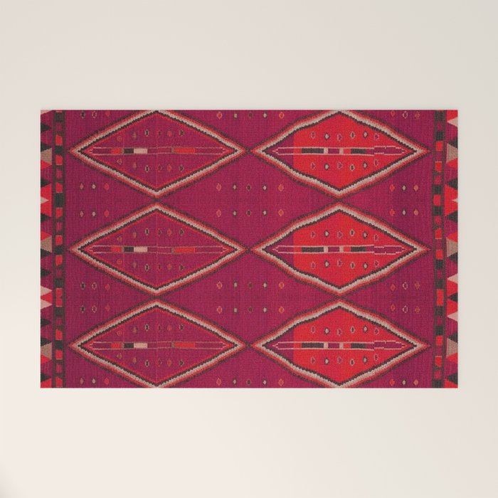 The Crimson Symmetry Handwoven Tribal Kilim Art Welcome Mat Gallery Image 1