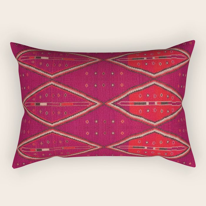 The Crimson Symmetry Handwoven Tribal Kilim Art Rectangular Pillow Gallery Image 1