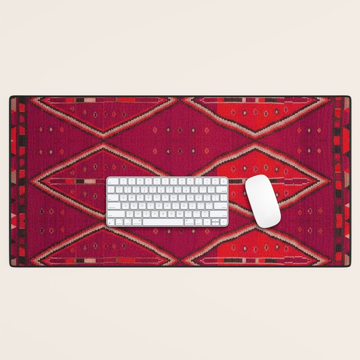 The Crimson Symmetry Handwoven Tribal Kilim Art Desk Mat Gallery Image 1
