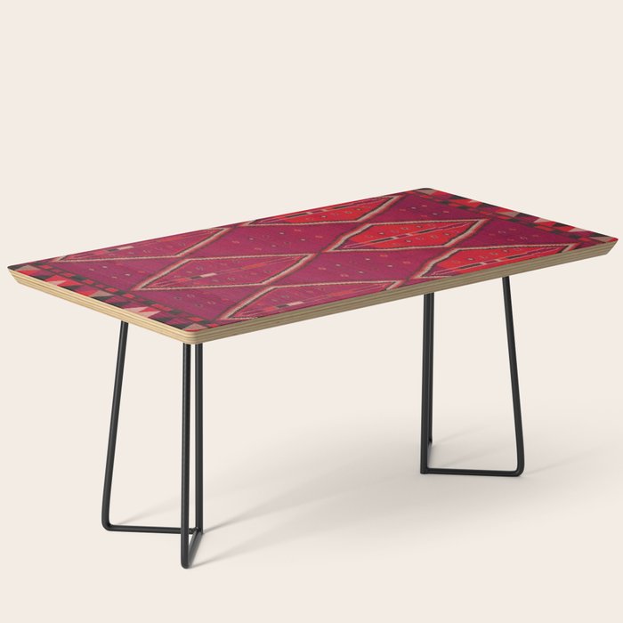 The Crimson Symmetry Handwoven Tribal Kilim Art Coffee Table Gallery Image 1