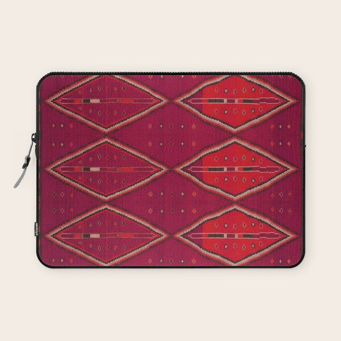 The Crimson Symmetry Handwoven Tribal Kilim Art Laptop Sleeve Gallery Image 1