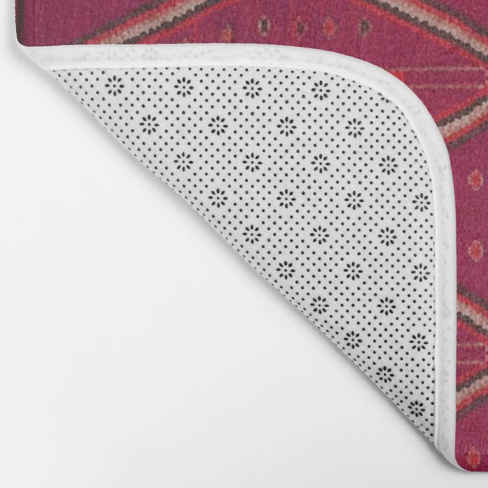 The Crimson Symmetry Handwoven Tribal Kilim Art Bath Mat Gallery Image 2