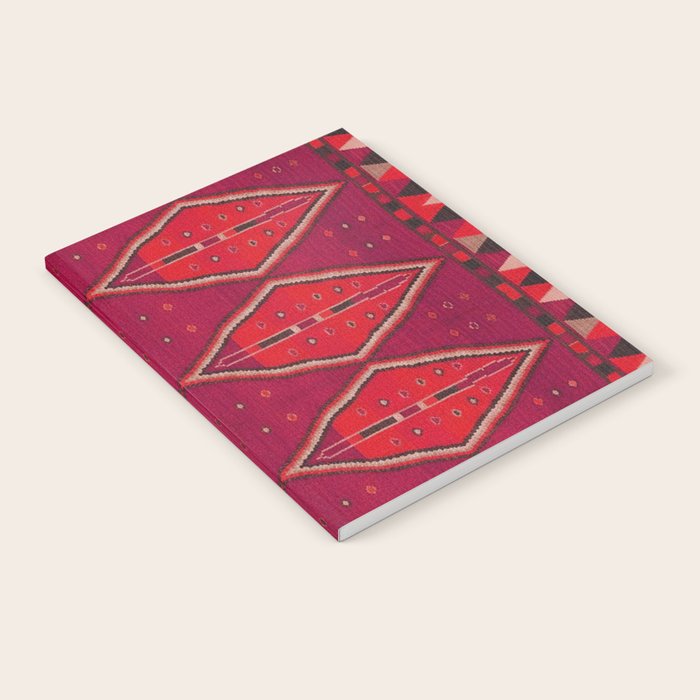 The Crimson Symmetry Handwoven Tribal Kilim Art Notebook Gallery Image 1
